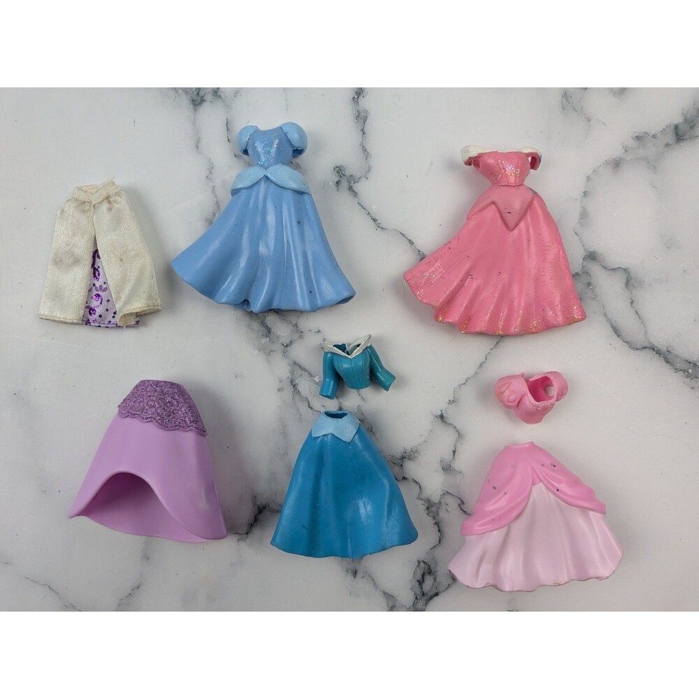 8 Pc Polly Pocket Disney Princess Silicone Doll Clothes Set  Vintage Some Wear
